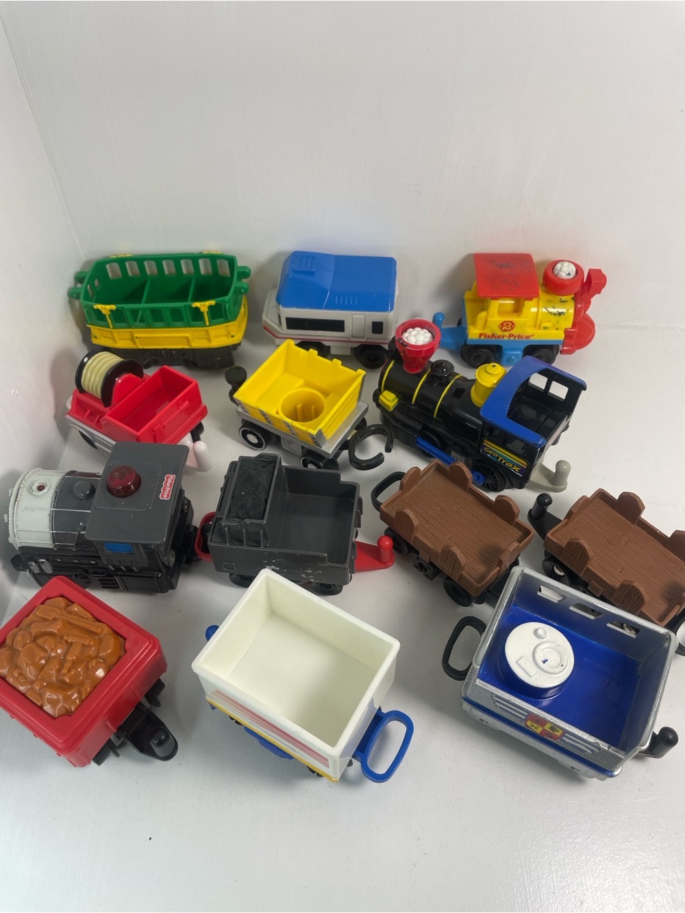 Fisher-Price Multi-Color Toy Train Cars and Engine Set Mostly Geotrax